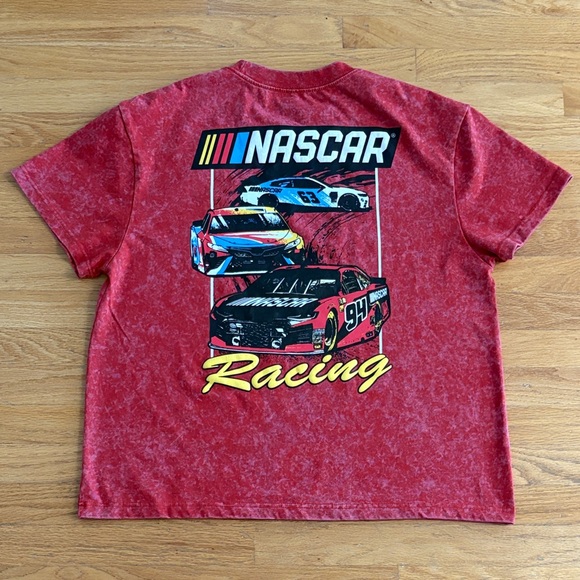 Nascar Racing Race Cars Graphic Red Space Dye Heavyweight Tee Shirt Mens XL - Picture 1 of 6